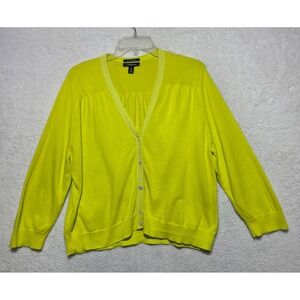 Lands' End Women's Lime Green Button-Front Cardigan